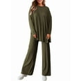 thumbnail image 3 of Conjuntos de Dos Piezas para Mujer, Camisetas de Larga A Juego, Pantalones Anchos y Chándales, Ropa de Otoño. Verde S, 3 of 10