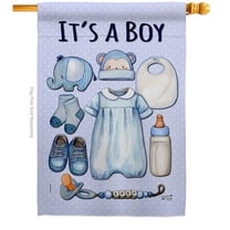 Angeleno Heritage H130338-BO Baby Boy Celebration New Born Double-Sided Garden Decorative House Flag, Multi Color