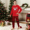 thumbnail image 2 of Cartoon Nut-cracker Family Christmas Pajamas Matching Sets – Red Long Sleeve Tops & Red Black Plaid Pants with Nut-cracker Print, Holiday Xmas PJs Sleepwear for Couples, Men, Women, Adults, 2 of 4