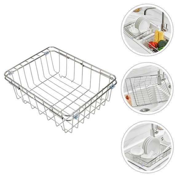 IBASETOY Dishes Drainer Dish Drying Rack Expandable Stainless Steel Storing Items Kitchen Use 1Pack