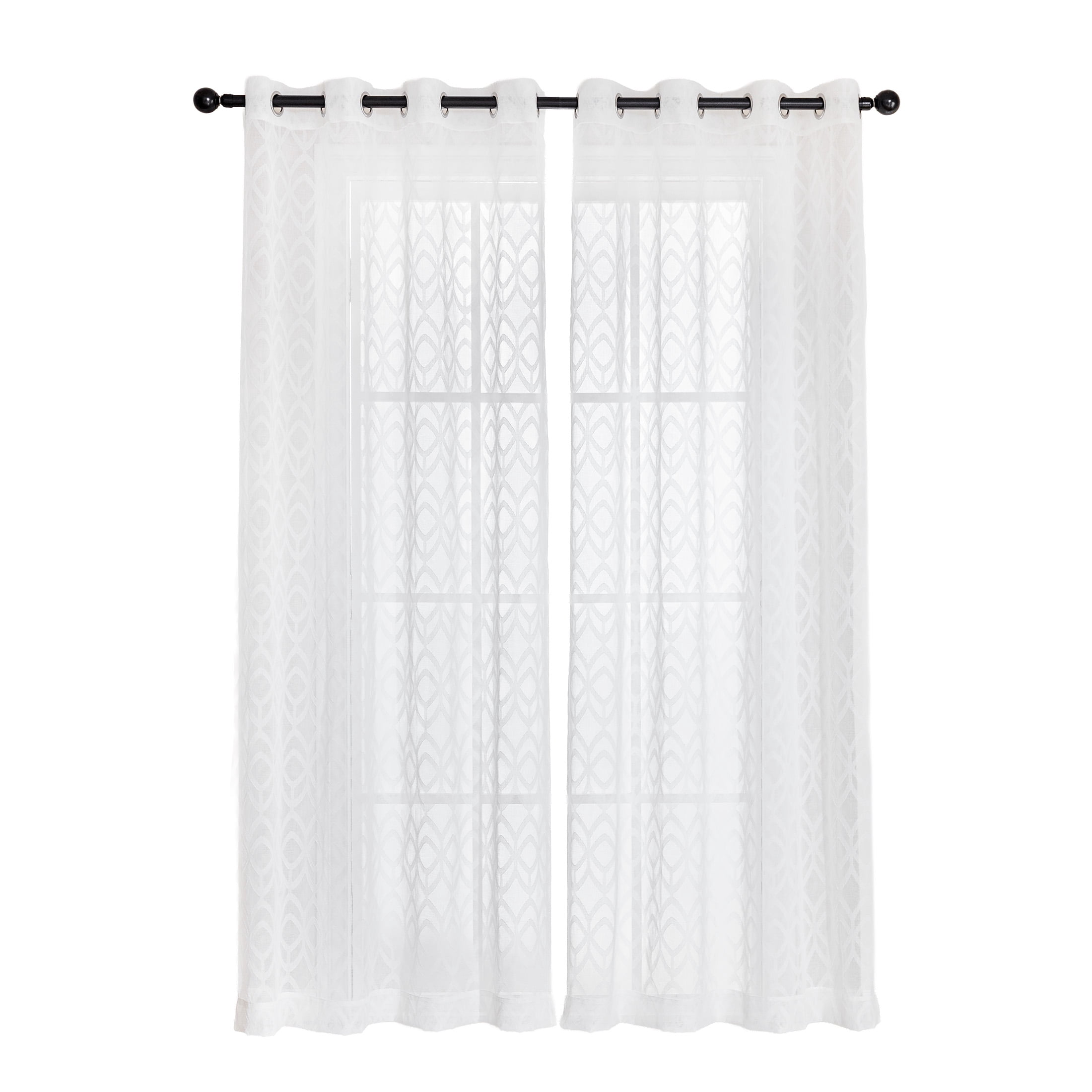 Sonive Sheer Curtains White Pack of 2, Light Filtering Privacy Living Room, 42"×63"