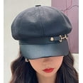 thumbnail image 6 of CoCopeaunt Women Newsboy Caps Casual Visor Beret Hat Cozy Retro Vintage Cabbie Hat with PU Brim, 6 of 7