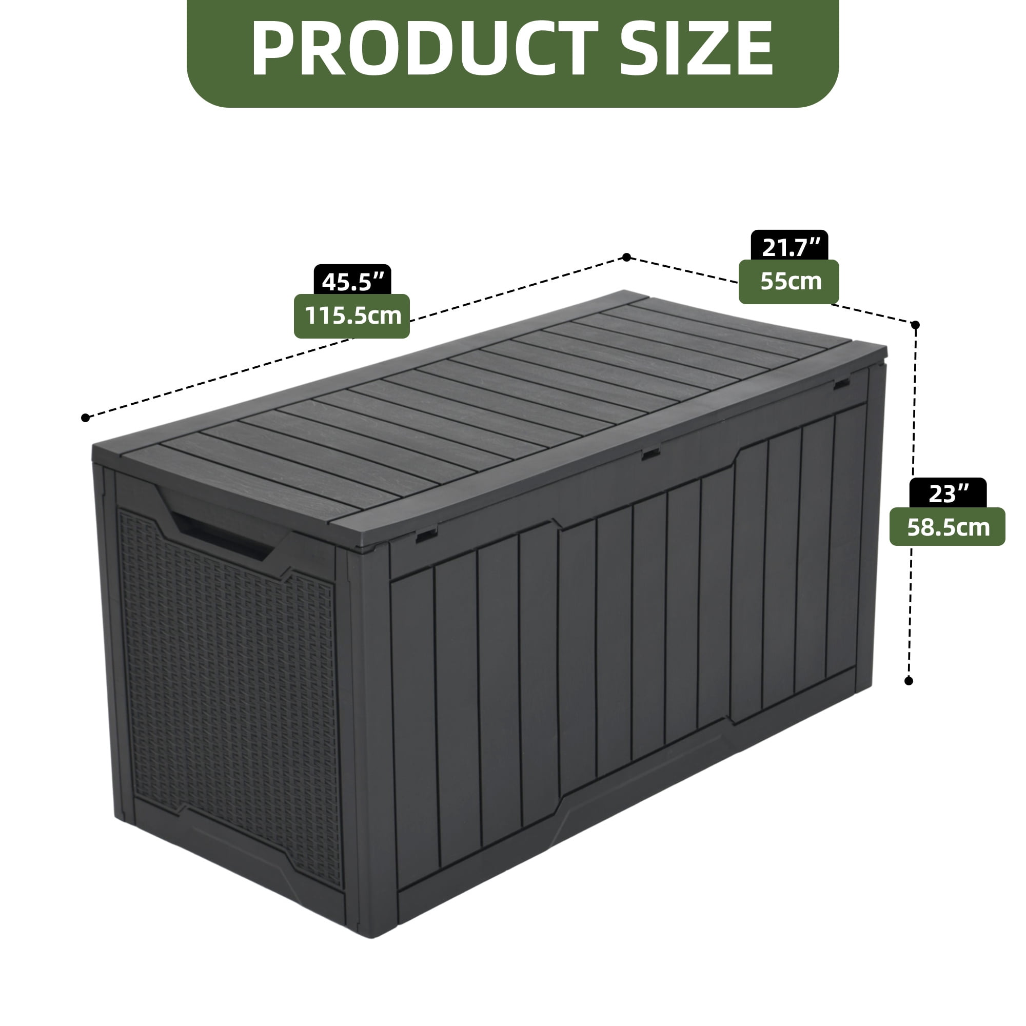 Uforic 100 Gallon Resin Deck Box, Waterproof Lockable Outdoor Storage Box for Patio Cushions Garden Tools Pool Supplies, Gray