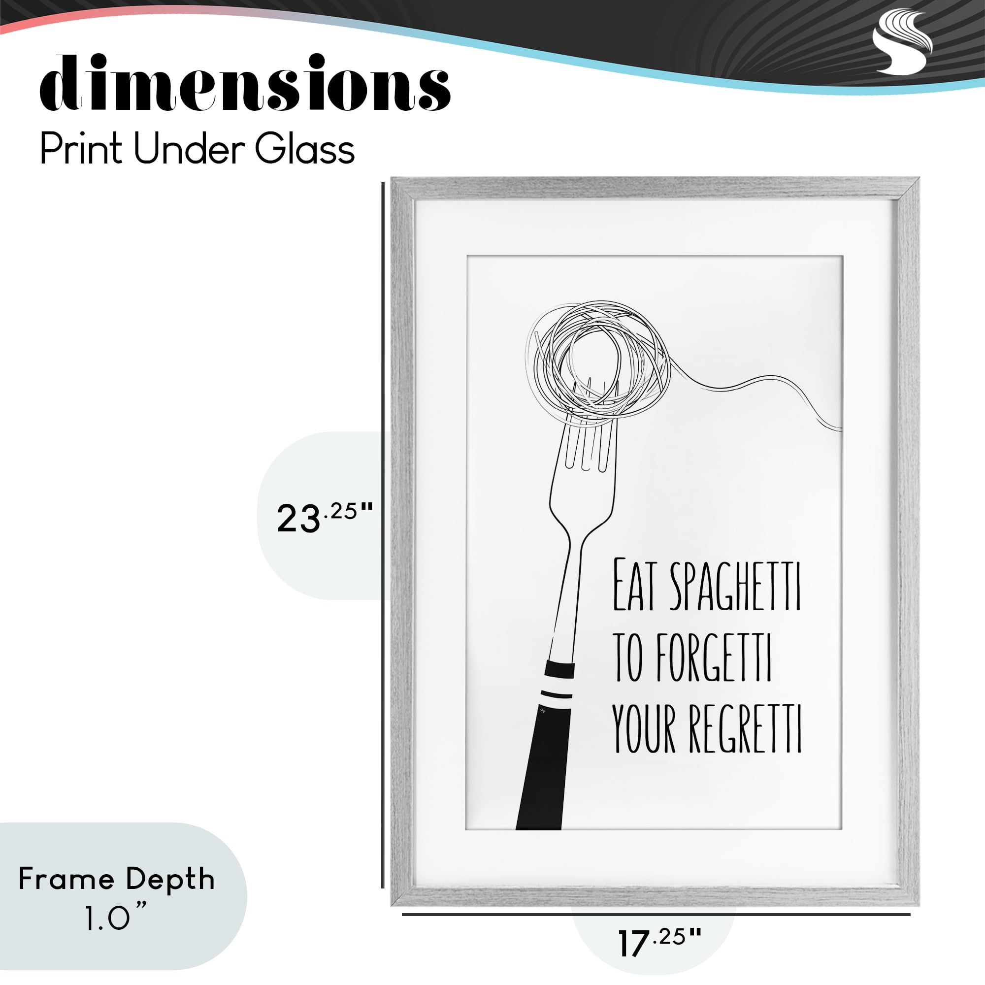 Stupell Industries Funny Spaghetti Sass Gray Framed Print Under Glass, design by Martina Pavlova