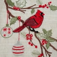 thumbnail image 2 of 16.5" Red and Green Embroidered Christmas Cardinal Square Throw Pillow, 2 of 3