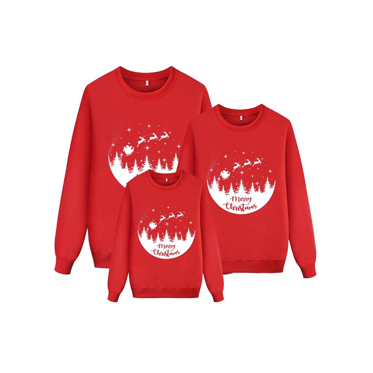 Glonme Crew Neck Xmas Sweatshirts Outfits for Mommy Dad Child Loose  Christmas Matching Family Sweatshirt Sets Casual Pullover Set Red-C Dad  (XL) - Walmart.com