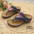 thumbnail image 5 of Rokment Women's Orthopedic Wedges Flip Flops Boho Beach Summer Flower Embroidered Leather Wide Width Arch Support Walking Slip on Sandals Comfortable Dress Thongs Slides Shoes Blue Size 7, 5 of 5