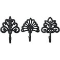 thumbnail image 1 of Sungmor Ganchos de Pared Hierro Fundido estilo Shabby Chic, set 3 pzs. Ganchos grandes 6.8" para abrigos, llaves, toallas, bufandas y bolsas. Color negro antiguo. Decoración de pared elegante., 1 of 8