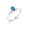 Gem Stone King 925 Sterling Silver Solitaire Engagement Ring Set with Fancy Blue Zirconia 0.43 Cttw