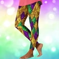 thumbnail image 2 of Ladies Leggings Petite,Women's Mardi Gras Leggings 3D Printed Mask Fleur De Lis High Waist Stretchy Carnival Party Tight Pants, 2 of 5