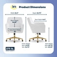 thumbnail image 2 of Serta Ashleigh Modern Office Chair Channel-Tufted Design White Velvet Fabric, 2 of 11