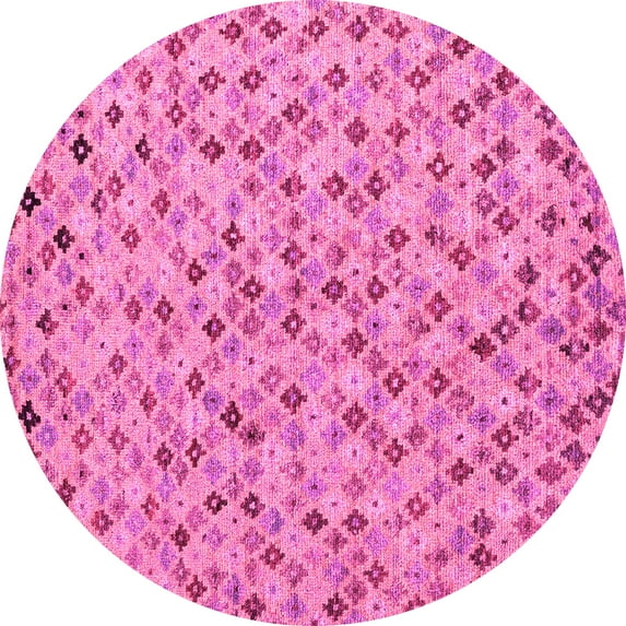 Ahgly Company Indoor Round Abstract Pink Modern Area Rugs, 3' Round