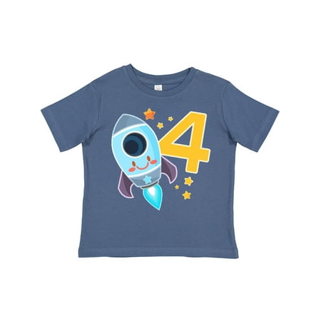 

Inktastic Rocket Space Ship Happy Fourth Birthday Gift Toddler Boy or Toddler Girl T-Shirt