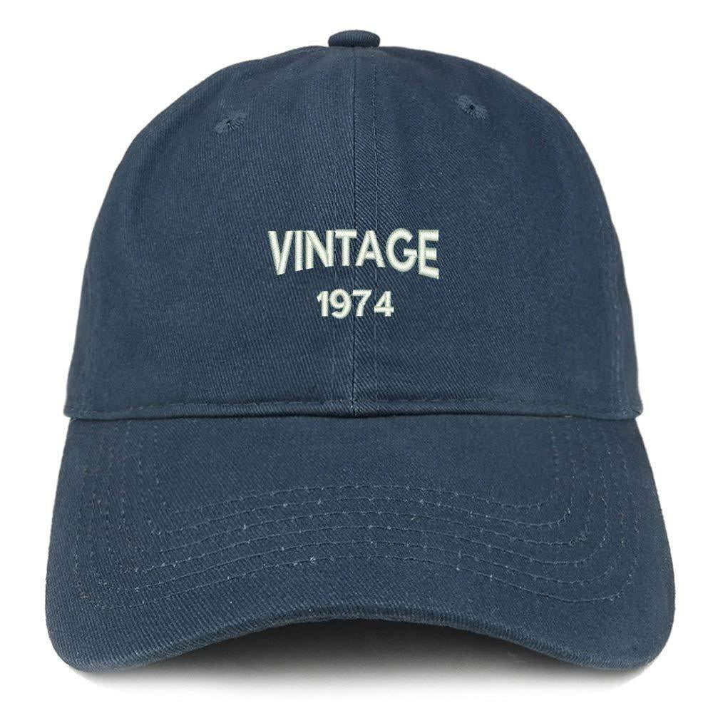 Trendy Apparel Shop Small Vintage 1974 Embroidered 47th Birthday Adjustable Cotton Cap 