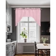 thumbnail image 3 of Solid Pink Swag Valances for Windows, Small Curtains Drapes, Romantic Minimalism Abstract Denim Texture Kitchen Window Curtains Over Sink Window Treatment Valance for Bedroom/Bathroom 56"x36", 3 of 5
