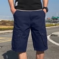thumbnail image 2 of uikmnh Mens Shorts Men's Cargo Shorts Loose Fit Pocket Outdoor Cargo Shorts Cotton Size:36, 2 of 5