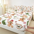 thumbnail image 3 of Manfei Lovely Gingerbread House Bed Sheets,Christmas Floral Tree King Sheets,Red Snowflake Candy Cane Sheet Set For Girl,Super Cozy Room Decor,4pcs, 3 of 7