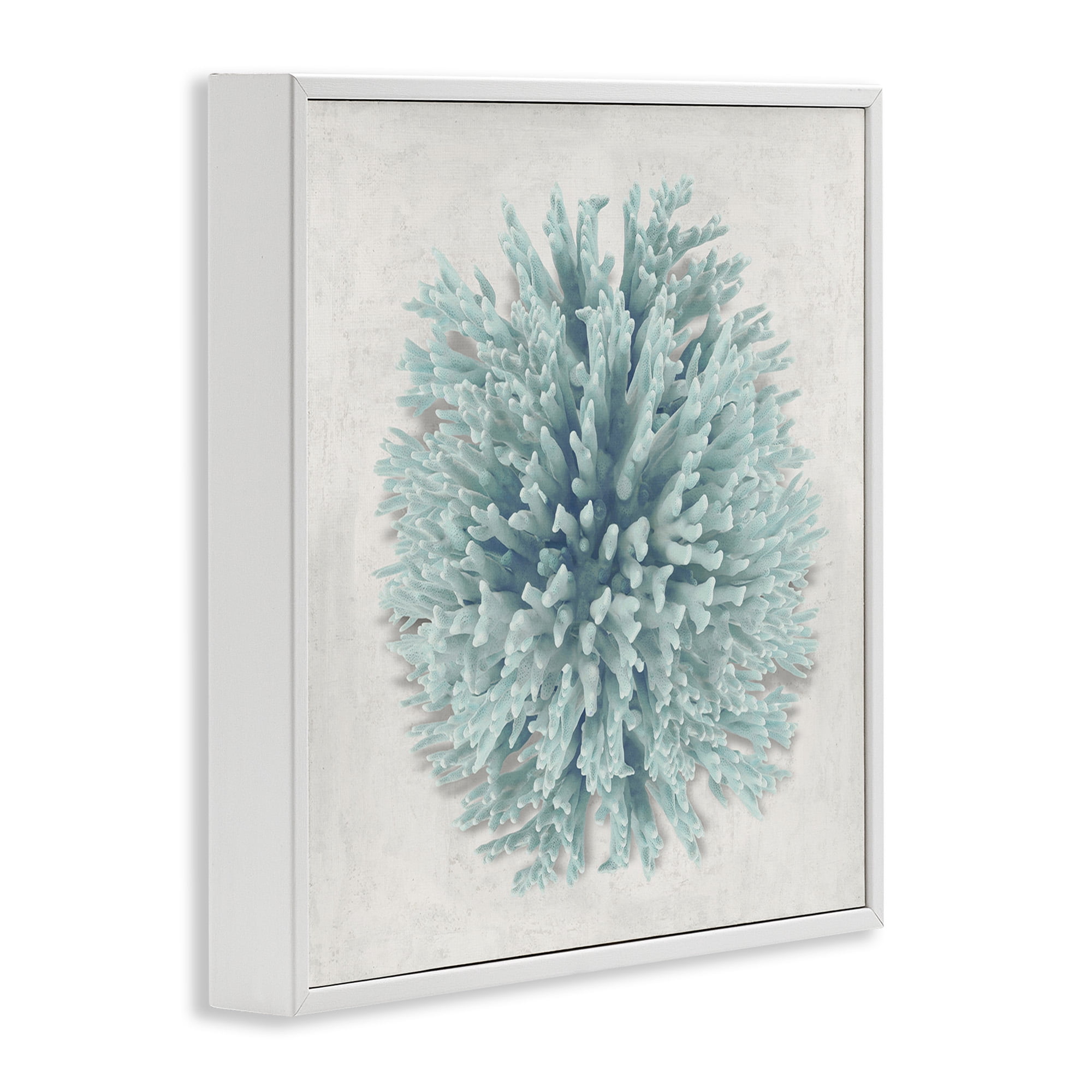 Stupell Industries Coral Ball Blue Sea Beach Design Nature Painting White Framed Art Print Wall Art, 12 x 12