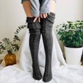 thumbnail image 2 of Women's Thigh High Socks Over the Knee Cable Knit Boot Socks, Long Warm Fashion Leg Warmers Winter Dark Gray One Size, 2 of 4