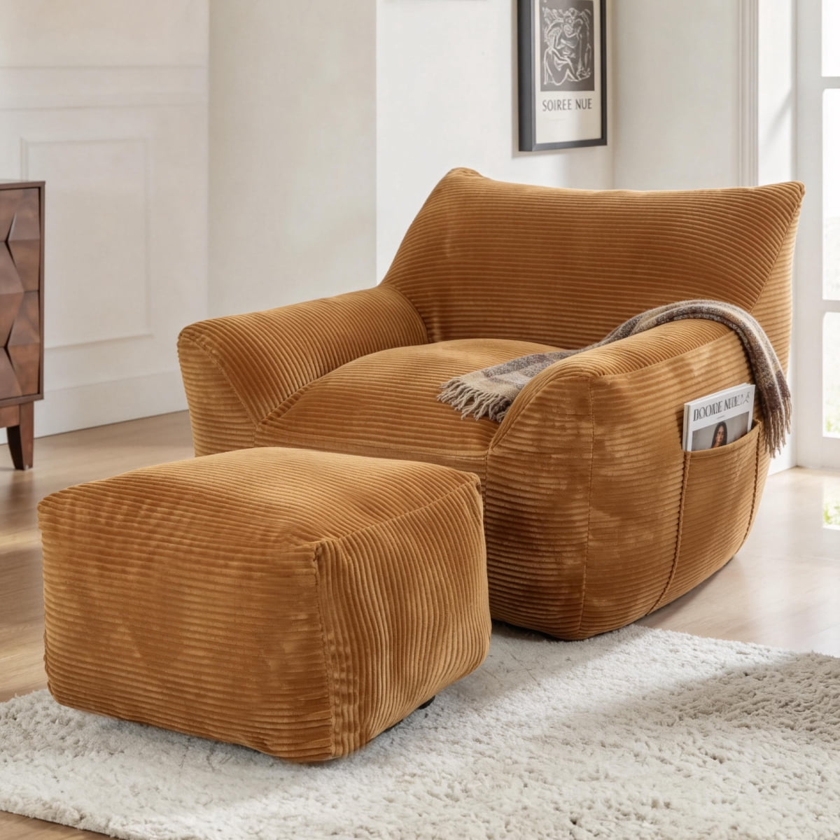 Miekor Furniture Bean Bag Chair for Adults, Oversized Comfy Beanbag Living Room Lazy Sofa for Bedroom & Dorm No5958