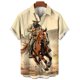 thumbnail image 3 of Camisa retro de vaquero occidental con estampado 3D para hombre, manga corta, solapa, botones clásicos, moda urbana, ropa de verano, extra grande, 3 of 5