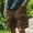 Coffee, variant on Mens Casual Corduroy Shorts Outdoor Multiple Pockets Cargo Pants Solid Color Loose Wide Leg Short