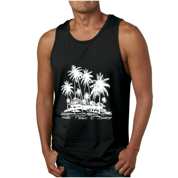 Camisetas de Tanque de los Hombres Tanque de los Hombres Incolor Gradiente de Impresión Cuello Redondo Correa Delgada Fuga Atrás Regular Casual Deportes Blusas de Tanque