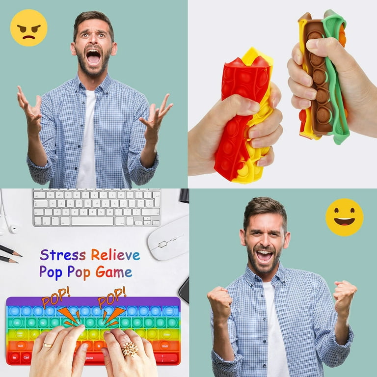 Pop Its Fidget Toys Pack 4 - Stress Relief Food Pop Its Poppers Fidget  Poppet Toy - Autism Learning French Fry Pizza Hamburger Popits Push Pop  Bubble