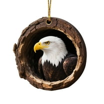 geerera 2D Acrylic Eagle Ornament, Tree Hole Animals Christmas Decor, Hanging Holiday Pendant, for Christmas Tree Holiday Party Gifts Decoration