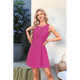 thumbnail image 4 of Vestido Mini de Fiesta con Cuello Redondo y Mangas Color Rojo Rosa L, 4 of 6