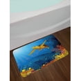 thumbnail image 2 of Ocean Bath Mat, Colored Coral Reef with Silhouette School of Fish and Turtle Underwater Art, Non-Slip Plush Mat Bathroom Kitchen Laundry Room Decor, 29.5 X 17.5 Inches, Yellow Orange Navy, Ambesonne, 2 of 2