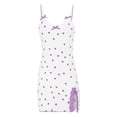 thumbnail image 3 of LIZUOJUN Under $3 Slip Dress Nighty Women Nightgown Soft Adjustable Thin Spaghetti Strap V Neck Heart Print Bow Decor Side Slit Lace Trim Mini Summer Indoor Loungewear S, 3 of 4