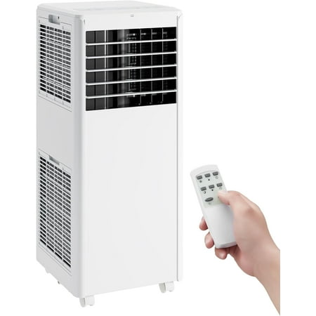EliteEdge 8000 BTU Portable Air Conditioner for Rooms Up to 350 Sq. Ft. 3-in-1 AC Unit with Dehumidifier Fan Sleep Mode 24-Hour Timer Window Mount Kit Remote Control