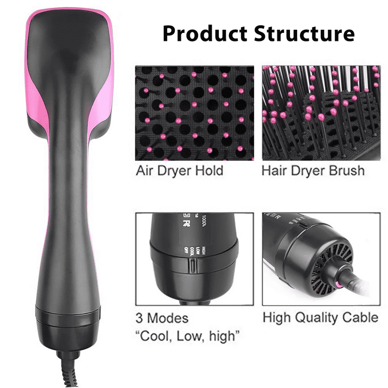 Hair Dryer and Straightener,Hair Dryer Brush,One-Step  Hair Dryer and Styler,All-in-One Detangling and Straightener Brush for Salon-Quality Smooth,Straight Hair,More Shine and Less Frizz,Black