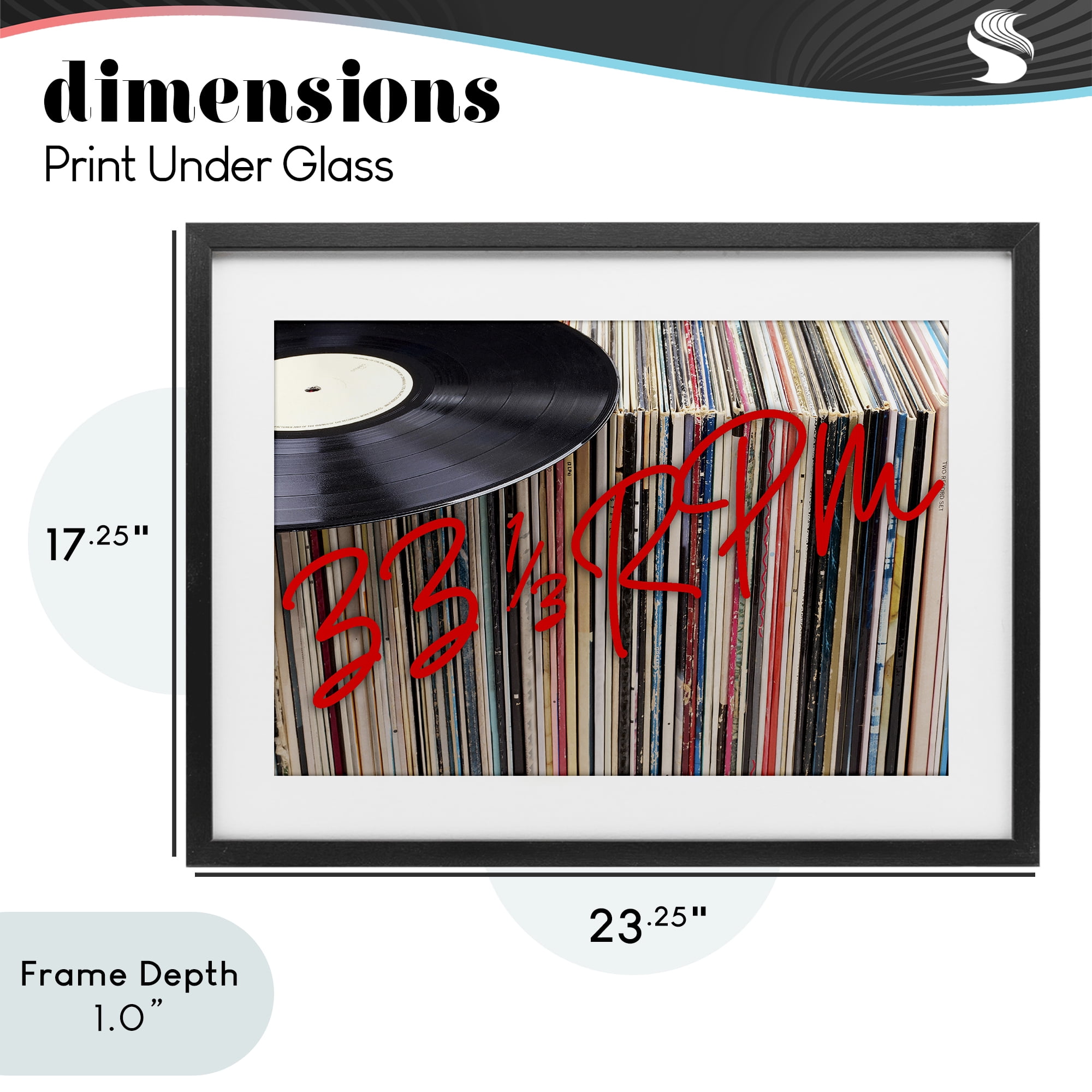 Stupell Industries Vinyl Record Stack Collection Black Framed Print Under Glass, design by Lil' Rue