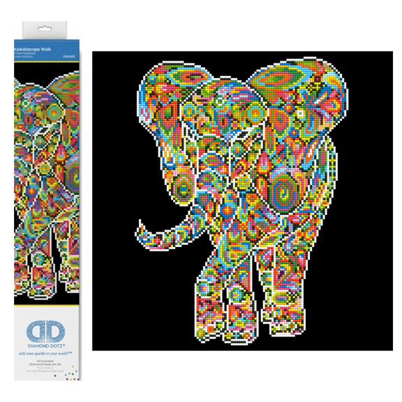 Diamond Dotz Kaleidoscope Walk Elephant Diamond Painting Kits for Adults - Diamond Art Kits a Relaxing Creative Craft Kit with Dotz Gems 15.7"x15.7