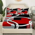 thumbnail image 3 of Erosebridal Black Red Gray Circle Bed Sheets Set Queen Size, Abstract Striped Line Bedding Sets Queen Size 4 Pieces, 3 of 7