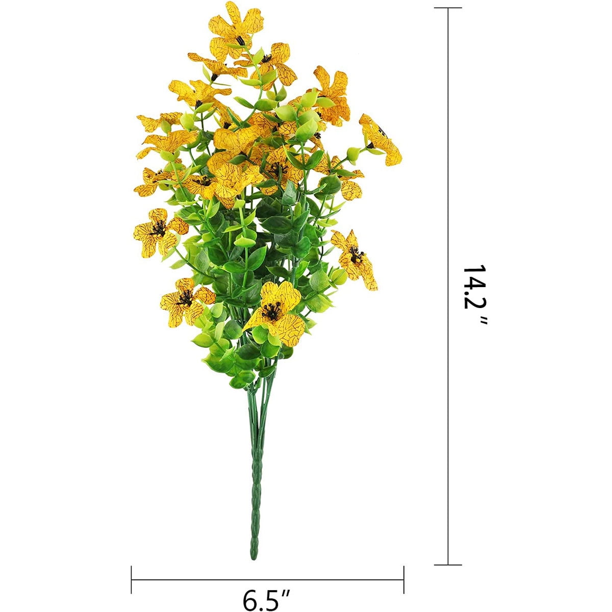 12 Bundles Artificial Fake Violet Flowers, Outdoor UV Resistant Greenery Shrubs Plastic Plants Floral Arrangements Indoor Outside Hanging Planter Home Garden Porch Window Box Decor(Yellow)