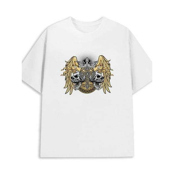 Skull Cross Tee men 180G 100% Cotton white Funny Unisex Shirt Short Sleeve tshirts Trendy Unisex Shirt Cotton tshirts Original Unisex Shirt Graphic tshirts