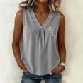 thumbnail image 2 of ClodeEU Women's V Neck Pleated Sleeveless Tank Top, Casual Loose Fit Blouse Black,Women's Plus L, 2 of 8