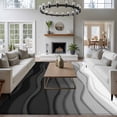 thumbnail image 4 of Abstract Washable Living Room Rugs 6'x9', Black White Gradient Ocean Waves Low Pile Throw Large Area Rug Non-Slip Sturdy Edge Binding Carpet for Dining Room Kitchen Office, 4 of 9
