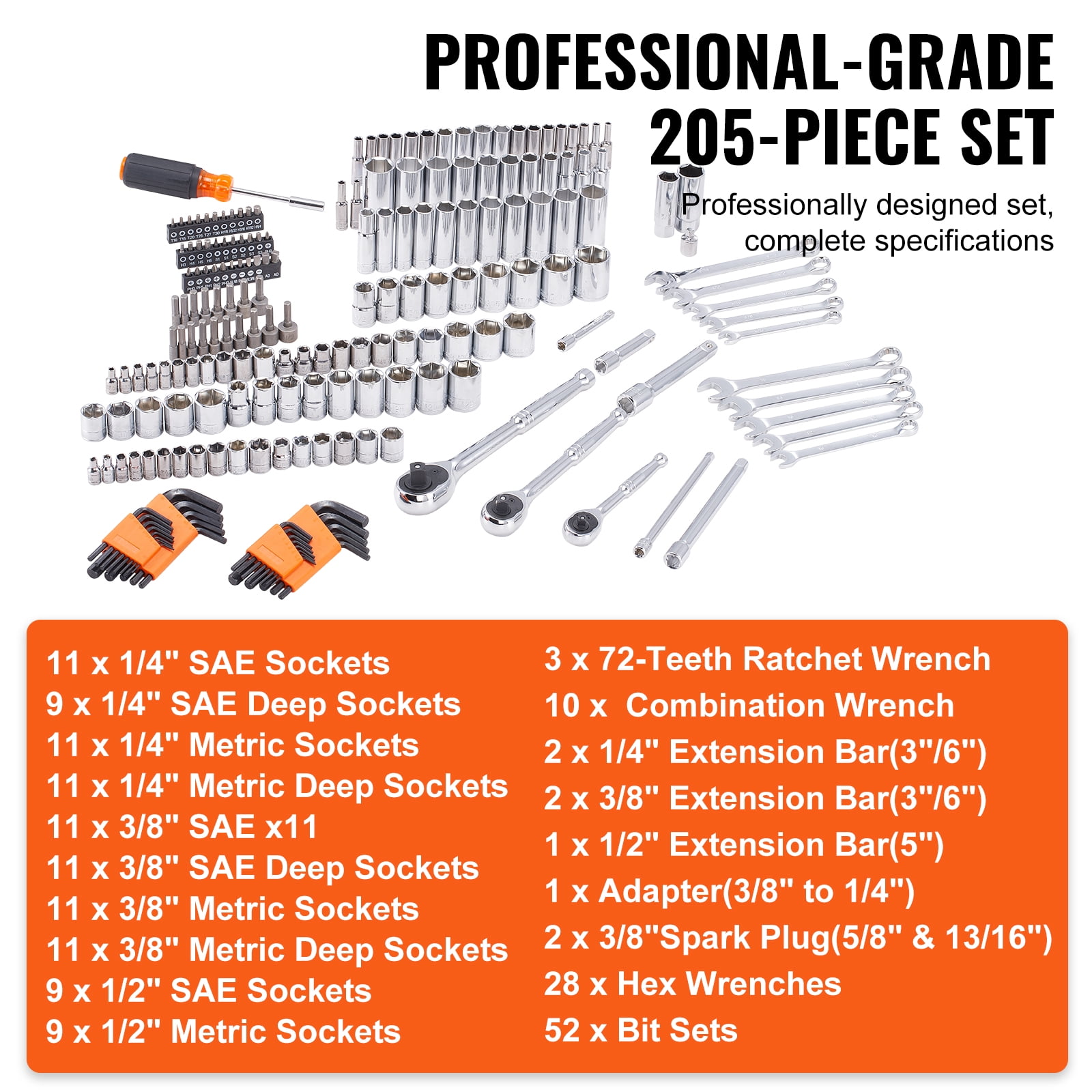 BENTISM XL3264, Rust Resistant Socket Wrenches and Sets