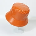 thumbnail image 4 of Prolriy Bucket Hat Bright Leather Color Double Fisherman's Hat Women's Outdoor Sun Basin Hat Foldable Travel Hat Men Multicolor Optional Hats for Men Women Orange, 4 of 4