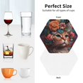 thumbnail image 6 of Pofeuu Flower Crown Cat Print Coasters for Drinks, 4Pack PU Leather Coasters, Bar Drink Coasters for Tabletop Protection, Furniture from Damage-Hexagon, 6 of 6