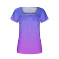 thumbnail image 5 of Jgppe Tunique pour Femmes Col Carré Doux Fluide Manches Courtes Blouses d'Été pour Femmes, 5 of 5