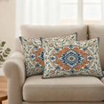 thumbnail image 2 of Orange Blue Ethnic Rustic Outdoor Waterproof Pillow Covers, Boho Southwestern Heritage Decorative Rectangle Throw Pillowcase Sofa Cushion Sham for Patio/Couch/Chair, 20"x12" 2 Pack, 2 of 8