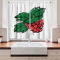 thumbnail image 2 of Ambesonne Raspberry Kitchen Curtains, Leaves and Fruit Motif, 55"x39", Forest Green and Dark Coral, 2 of 3