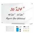 thumbnail image 1 of VEVOR Magnetic Glass Whiteboard, Dry Erase Board 36"x24", Wall-Mounted Large White Glassboard Frameless, with Marker Tray, an Eraser and 2 Markers, White, 1 of 9