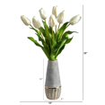 thumbnail image 4 of Nearly Natural 22in. Dutch Tulip Artificial Arrangement in Stoneware Vase with Gold Trimming, 4 of 4