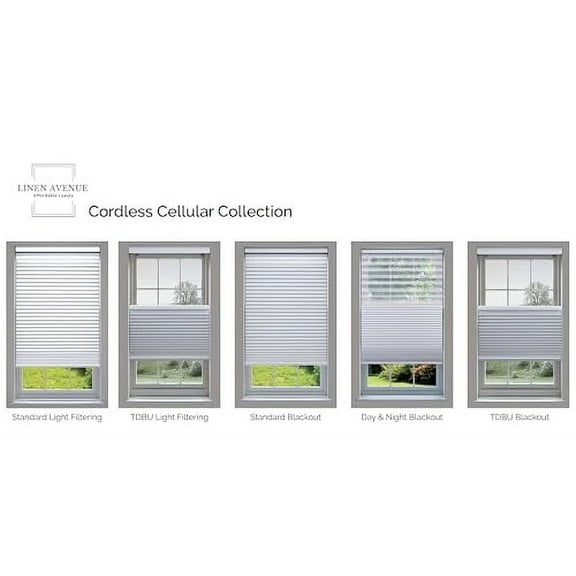 Linen Avenue Cordless Cellular Top Down Bottom Up Light Filtering Shade 22 1/2 W x 48 H, White (Arrives 1/4" Narrower)